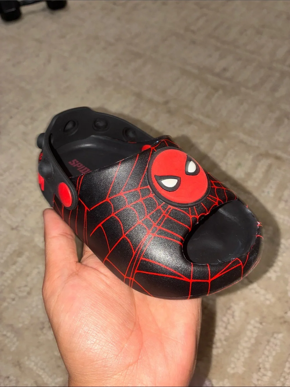 Kids Spider Web Slide Sandal - Black/Red